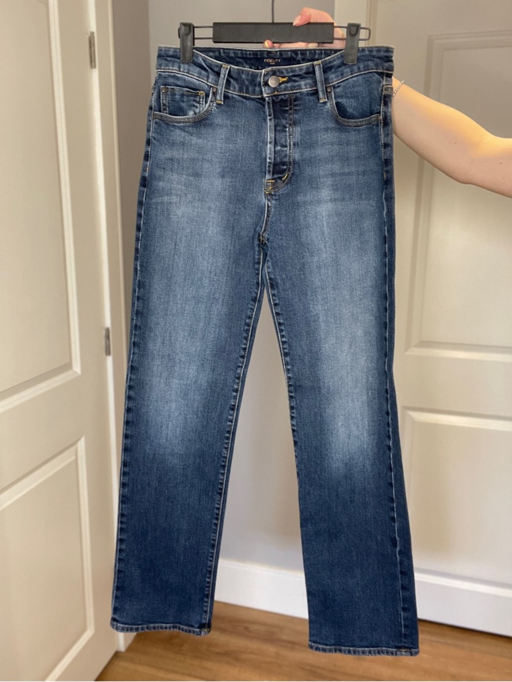 Classic High-Rise Straight Jeans in Dark Blue - Women